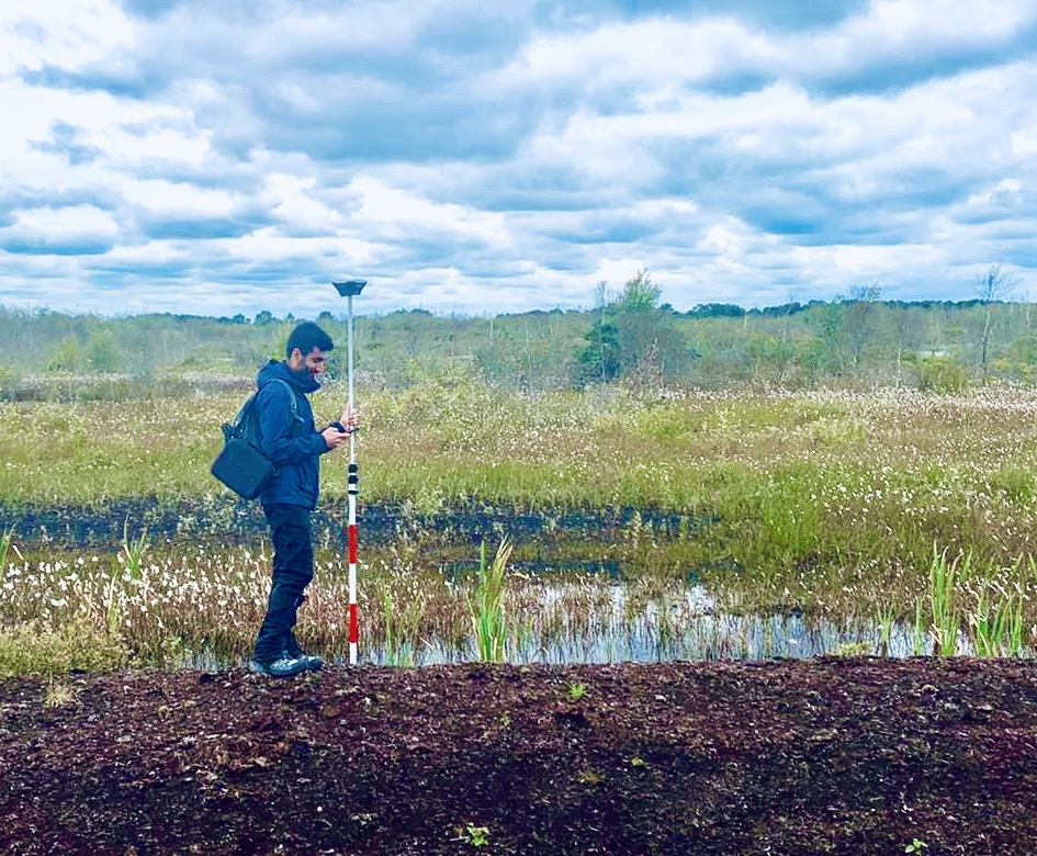 Wahaj collecting field data in Lullymore, Ireland